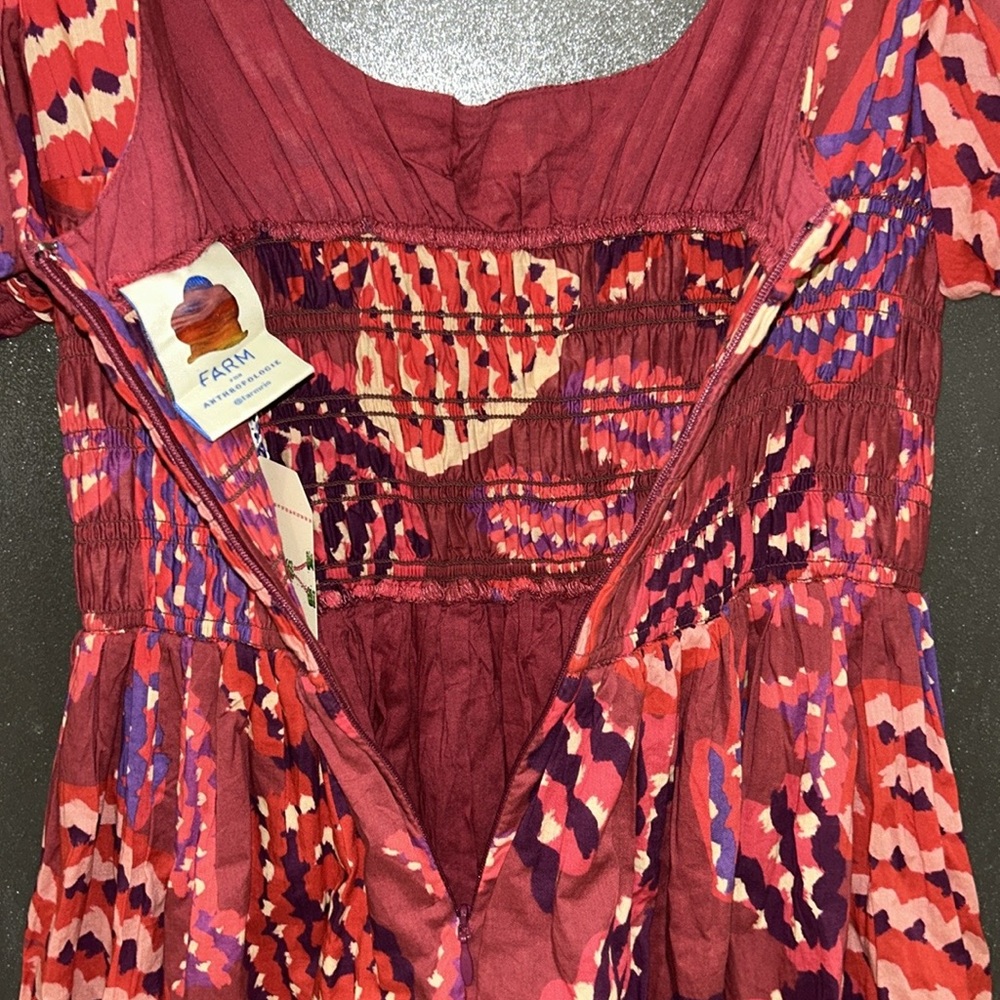 Farm Rio * Anthropologie Puff Sleeve Smocked Maxi Dress - Picture 11 of 13